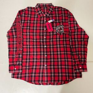 South Carolina Gamecocks FOCO Mens Flannel Plaid Long Sleeve Button Shirt Pocket